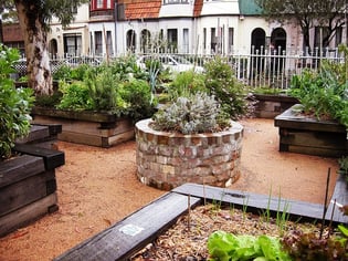 masonry stone raised garden bed