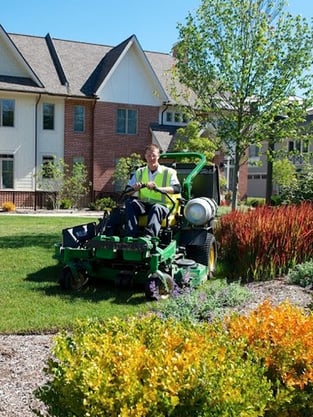 Riding mowers can cover ground faster than a person can push a walk-behind mower