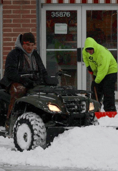 Sidewalk crews are important in retail spaces and for HOAs that are sensitive to the noise that blowers.