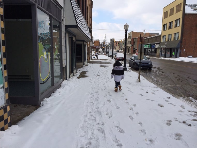 sidewalk with snow