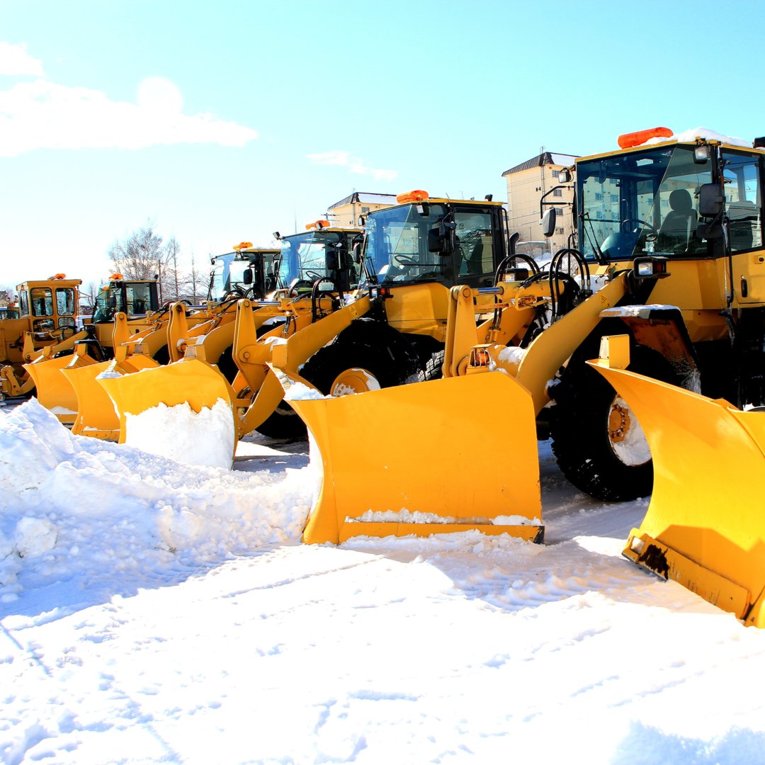 Snow and ice landscape management plow trucks